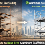 Industrial aluminium scaffolding systems used for construction access and maintenance projects in UAE